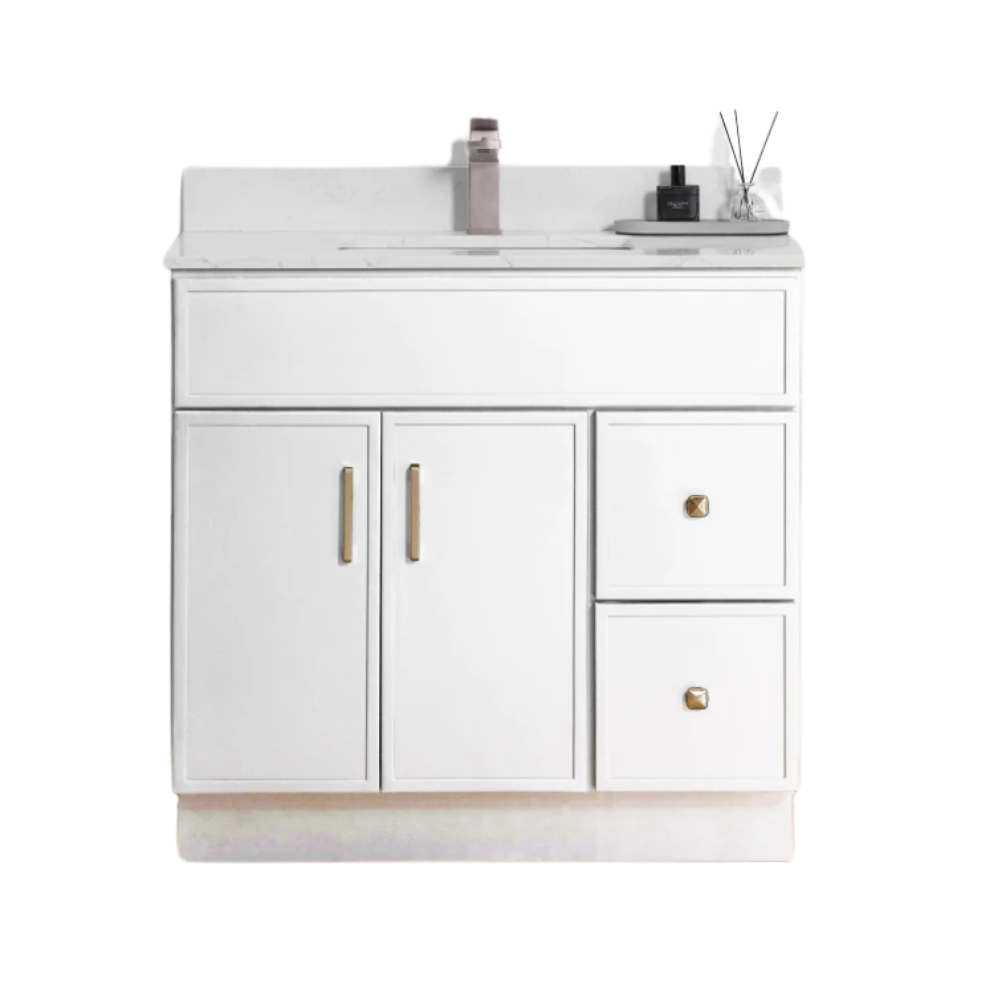 TC Wood Vanity - 42" White Shaker Right/Left Drawers